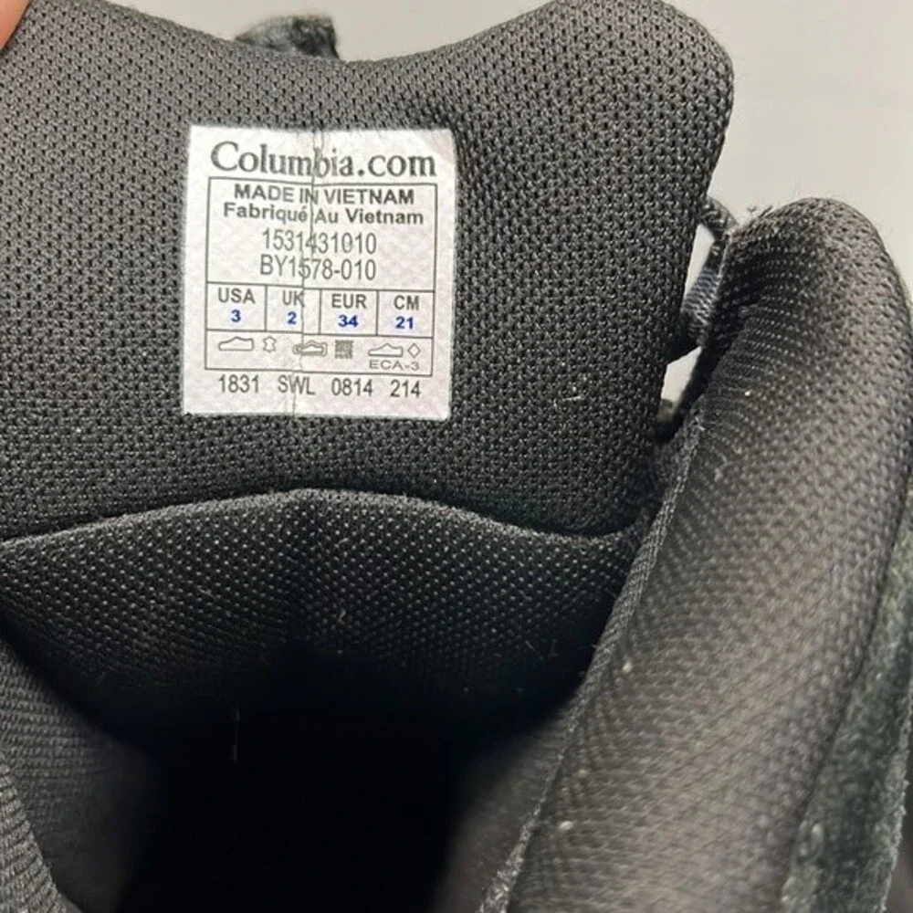 Columbia Size 3 Bugaboot II 200 Gram Snow Boots - Kids  Black
